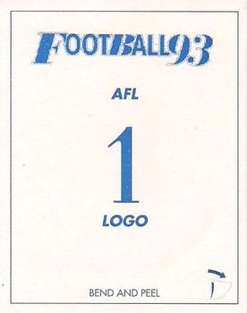 1993 Select AFL Stickers #1 AFL Logo Back
